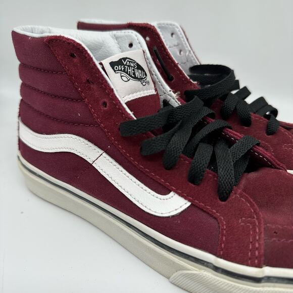 VANS Sk8-Hi Maroon High Top Sneaker Size Mens 5 Womens 6.5 Athleisure Skater - Picture 12 of 16